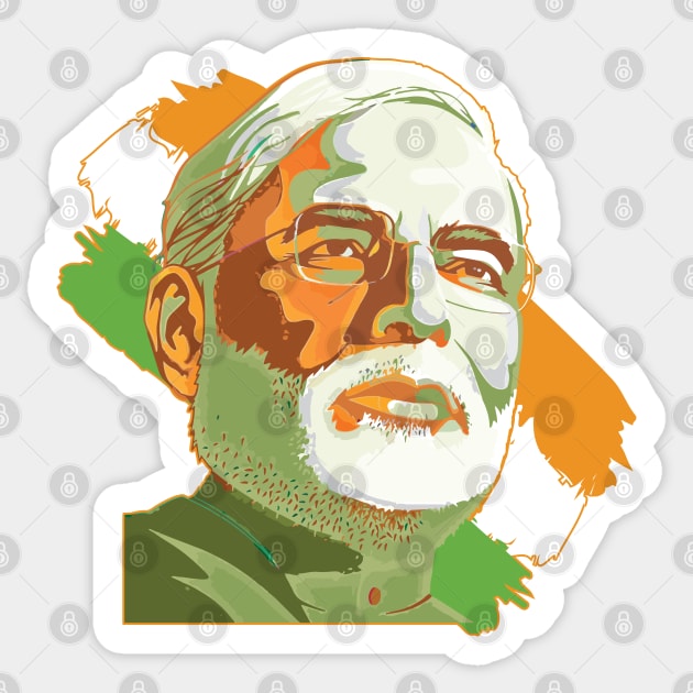 Narendra Modi India Prime Minister Namo BJP Supporter Sticker by alltheprints